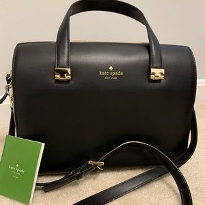 Kate spade black leather/Cream suede bag